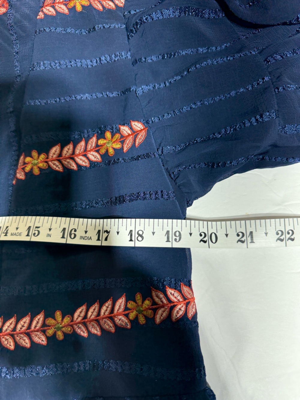 entro Navy Floral Embroidered Tiered Dress Size Large - Picture 8 of 12